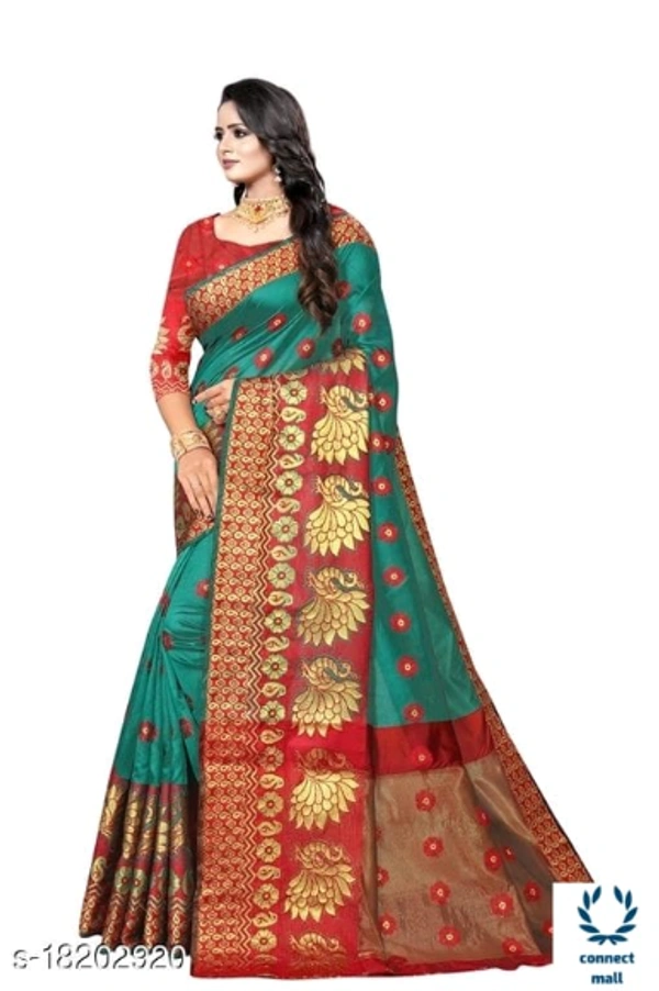 COTTON BASED JACQUARD SAREES  - Saree Length Size-5.5m Blouse Length Size-0.8, Cotton Silk, Zari woves, pack of :1